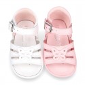 Washable leather sandal shoes with butterfly detail and FLEXIBLE soles.