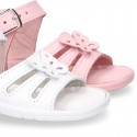 Washable leather sandal shoes with butterfly detail and FLEXIBLE soles.