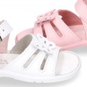 Washable leather sandal shoes with butterfly detail and FLEXIBLE soles.