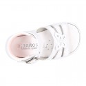 Washable leather sandal shoes with butterfly detail and FLEXIBLE soles.