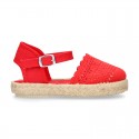 Little Girl Canvas espadrille shoes with color LACES design.