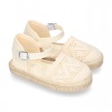 Little Girl Canvas espadrille shoes with color LACES design.