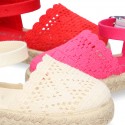 Little Girl Canvas espadrille shoes with color LACES design.