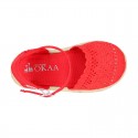 Little Girl Canvas espadrille shoes with color LACES design.