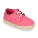 Kids Cotton canvas LACES UP shoes Espadrille style design.