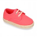 Kids Cotton canvas LACES UP shoes Espadrille style design.