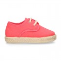 Kids Cotton canvas LACES UP shoes Espadrille style design.