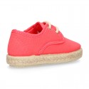 Kids Cotton canvas LACES UP shoes Espadrille style design.