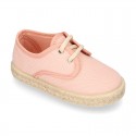 Kids Cotton canvas LACES UP shoes Espadrille style design.