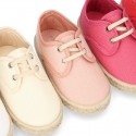 Kids Cotton canvas LACES UP shoes Espadrille style design.