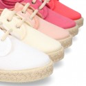 Kids Cotton canvas LACES UP shoes Espadrille style design.