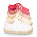 Kids Cotton canvas LACES UP shoes Espadrille style design.