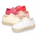 Kids Cotton canvas LACES UP shoes Espadrille style design.