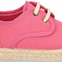 Kids Cotton canvas LACES UP shoes Espadrille style design.