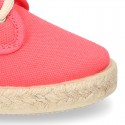 Kids Cotton canvas LACES UP shoes Espadrille style design.