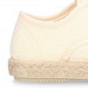 Kids Cotton canvas LACES UP shoes Espadrille style design.