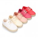 Kids Cotton canvas LACES UP shoes Espadrille style design.