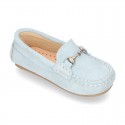 New suede leather Moccasin shoes with stirrup for little kids.