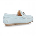 New suede leather Moccasin shoes with stirrup for little kids.