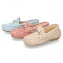 New suede leather Moccasin shoes with stirrup for little kids.