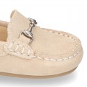 New suede leather Moccasin shoes with stirrup for little kids.