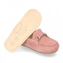 New suede leather Moccasin shoes with stirrup for little kids.