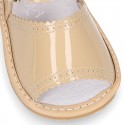 Patent leather Sandal shoes for babies.