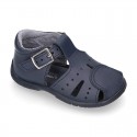 Little Washable leather sandals with toe cap and SUPER FLEXIBLE soles.