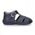 Little Washable leather sandals with toe cap and SUPER FLEXIBLE soles.