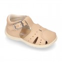 Little Washable leather sandals with toe cap and SUPER FLEXIBLE soles.