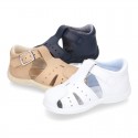 Little Washable leather sandals with toe cap and SUPER FLEXIBLE soles.