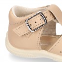 Little Washable leather sandals with toe cap and SUPER FLEXIBLE soles.