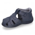 Little Washable leather sandals with toe cap and SUPER FLEXIBLE soles.