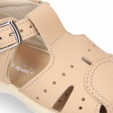 Little Washable leather sandals with toe cap and SUPER FLEXIBLE soles.