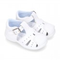 Little Washable leather sandals with toe cap and SUPER FLEXIBLE soles.