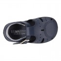 Little Washable leather sandals with toe cap and SUPER FLEXIBLE soles.