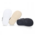 Little Washable leather sandals with toe cap and SUPER FLEXIBLE soles.