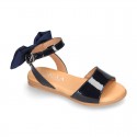 Patent Leather Sandal shoes with back big BOW design for toddler girls.