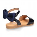 Patent Leather Sandal shoes with back big BOW design for toddler girls.