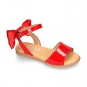 Patent Leather Sandal shoes with back big BOW design for toddler girls.