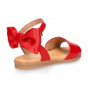 Patent Leather Sandal shoes with back big BOW design for toddler girls.