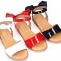 Patent Leather Sandal shoes with back big BOW design for toddler girls.