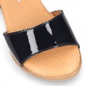 Patent Leather Sandal shoes with back big BOW design for toddler girls.