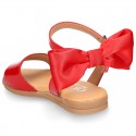 Patent Leather Sandal shoes with back big BOW design for toddler girls.