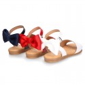 Patent Leather Sandal shoes with back big BOW design for toddler girls.