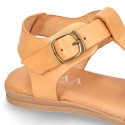 T-Strap Leather Sandal shoes with STARS design for toddler girls.