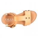 T-Strap Leather Sandal shoes with STARS design for toddler girls.