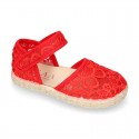 RED Lace canvas Baby espadrille shoes.