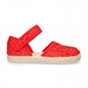 RED Lace canvas Baby espadrille shoes.