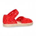 RED Lace canvas Baby espadrille shoes.